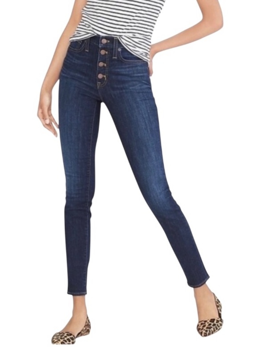 NWT J. CREW Jeans 9” Toothpick Exposed Buttons Cigarette Leg Blue Size 26